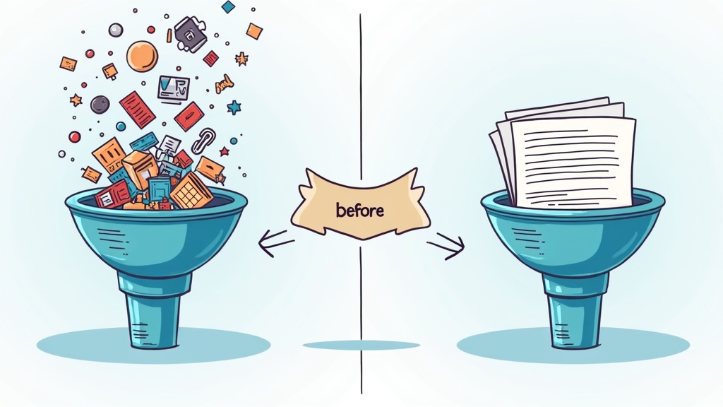 Data funnel filtering large data streams into clean summaries