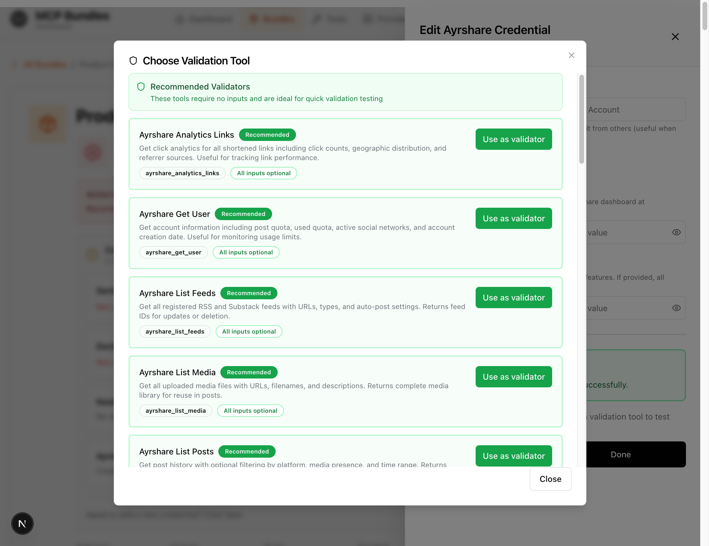 Validation Tool Picker