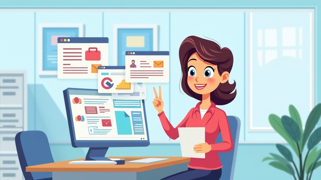 Cartoon illustration of a person with complete Stripe payment toolkit accessing all tools, happy expression