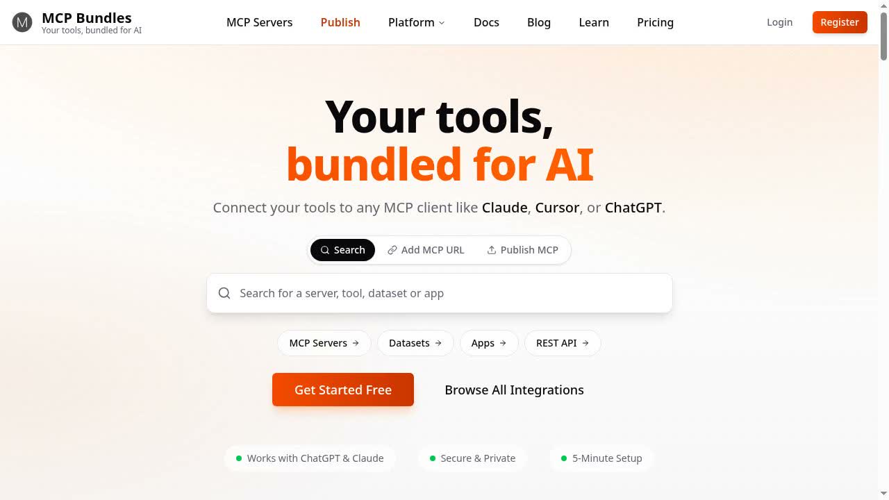 A frame from a recorded tour of mcpbundles.com running in the cloud Remote Browser